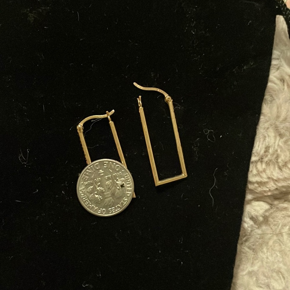 14 K Gold Rectangular Hoop Earrings - image 2
